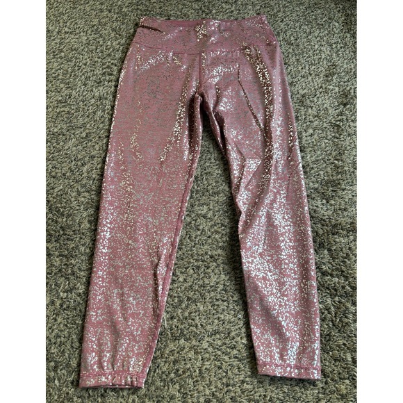 Sweaty Betty Pants - Sweaty Betty 7/8 Length Leggings Pink Disco Metallic Foil size Medium